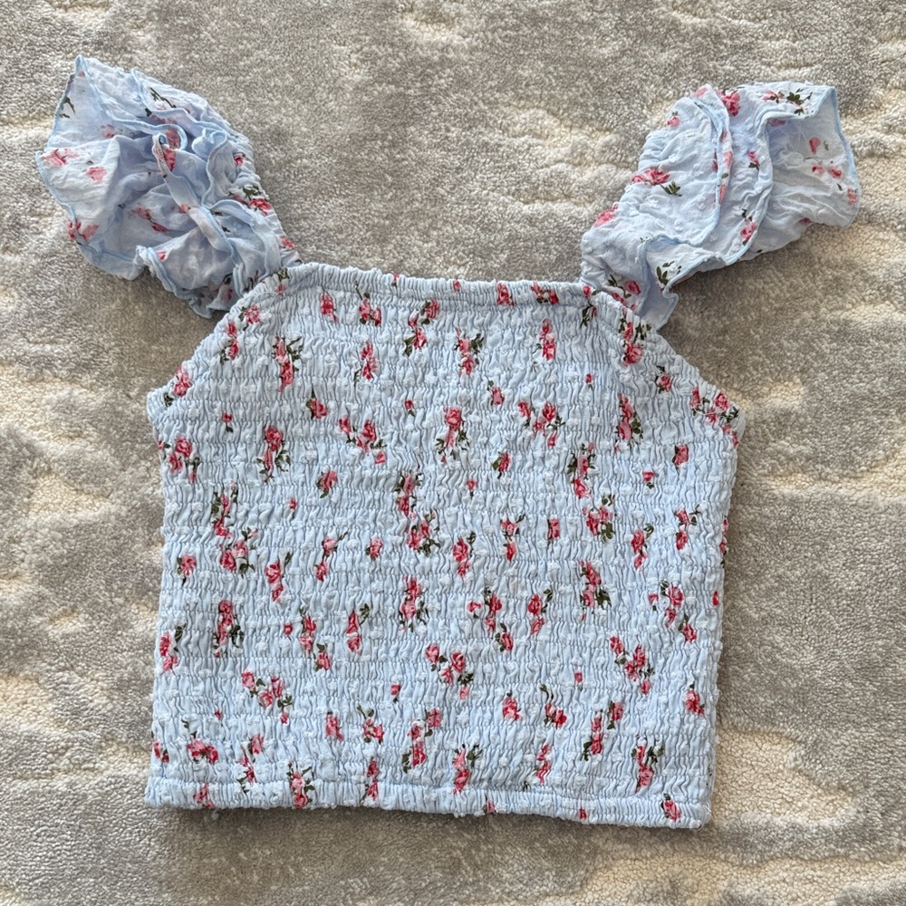 Flowers by Zoe Blue Floral Kids Blouse
